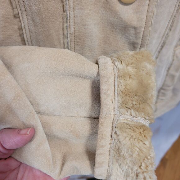 Vintage 90s American Eagle Penny Lane Suede Jacket Sherpa Lined Afghan Boho S - Picture 6 of 8